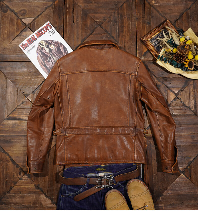 Men's Leather Jacket - Brown Horsehide