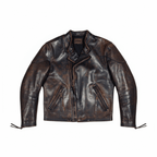 Men's Distressed Biker Leather Jacket - S