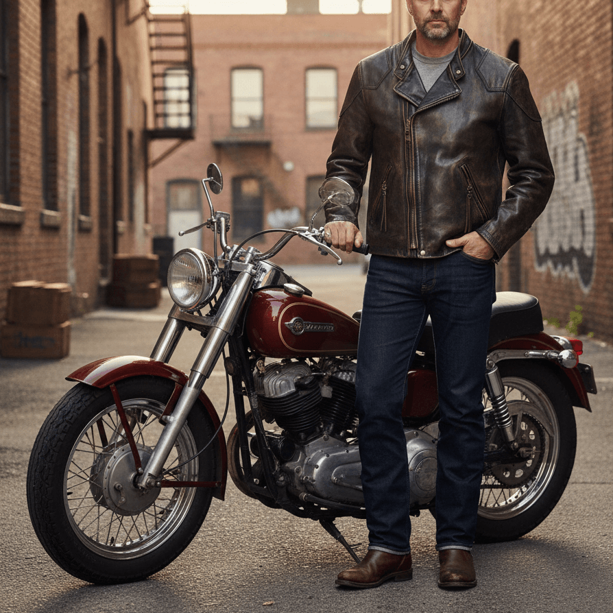 Men's Leather Jacket - XXL