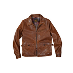 Men's 1940s Newsboy Leather Jacket - Brown Horsehide