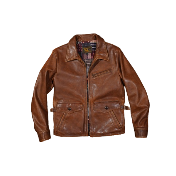 Men's 1940s Newsboy Leather Jacket - Brown Horsehide