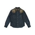 Men's Western Leather Shirt Jacket - Blue