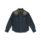 Men's Western Leather Shirt Jacket - Blue