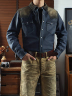 Men's Leather Jacket - Blue