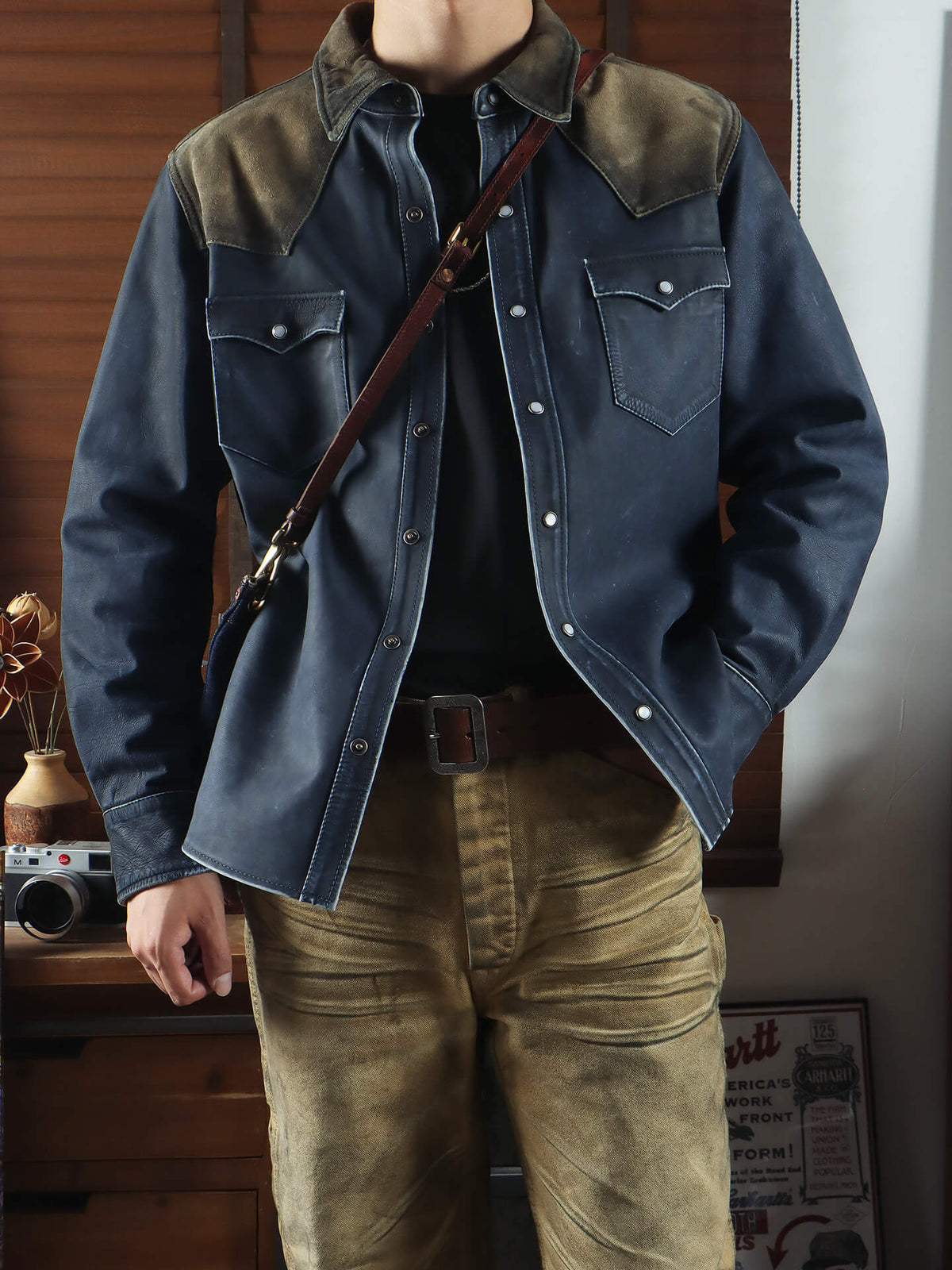 Men's Leather Jacket - Blue