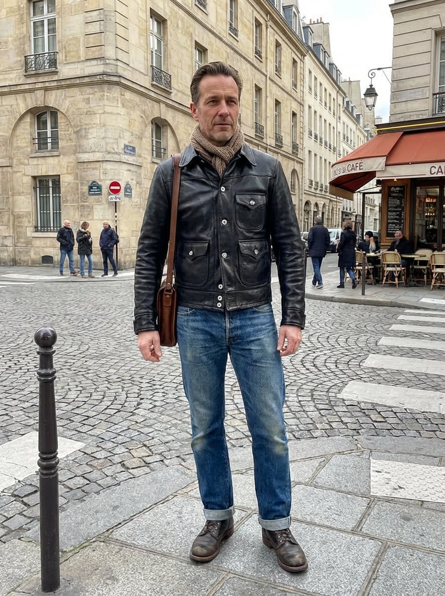 Men's Leather Jacket - Black
