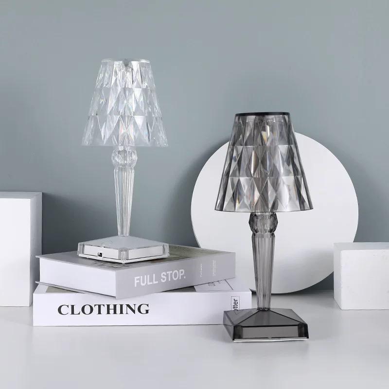 Elegant Crystal Accent Lamp - Dimmable Rechargeable Lighting
