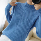 Women's Fashion High Neck Knitted Sweater - Camel