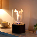 Everlasting Flame Oil Lamp - Glass Cylinder with Classic Glow - White / Large