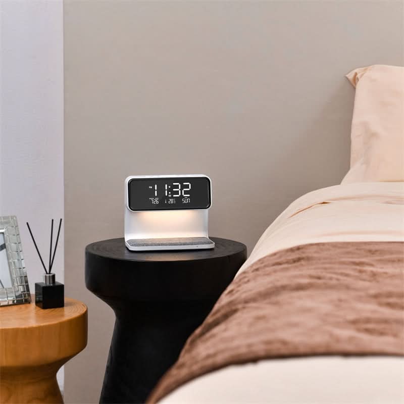 3-in-1 Bedside Alarm Clock with Qi Wireless Charging & Night Light