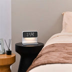 3-in-1 Bedside Alarm Clock with Qi Wireless Charging & Night Light