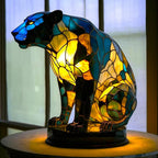 Animal Glass Table Lamp - Stained Glass-Style Mosaic LED - Turtle / 17 cm
