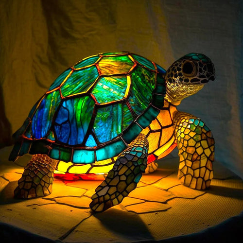 Animal Glass Table Lamp - Stained Glass-Style Mosaic LED - Bear / 17 cm