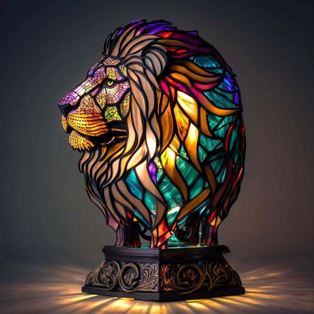 Animal Glass Table Lamp - Stained Glass-Style Mosaic LED - Rabbit / 17 cm