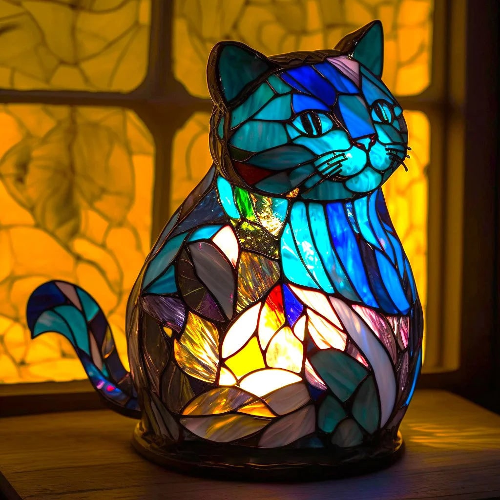 Animal Glass Table Lamp - Stained Glass-Style Mosaic LED - Unicorn / 17 cm