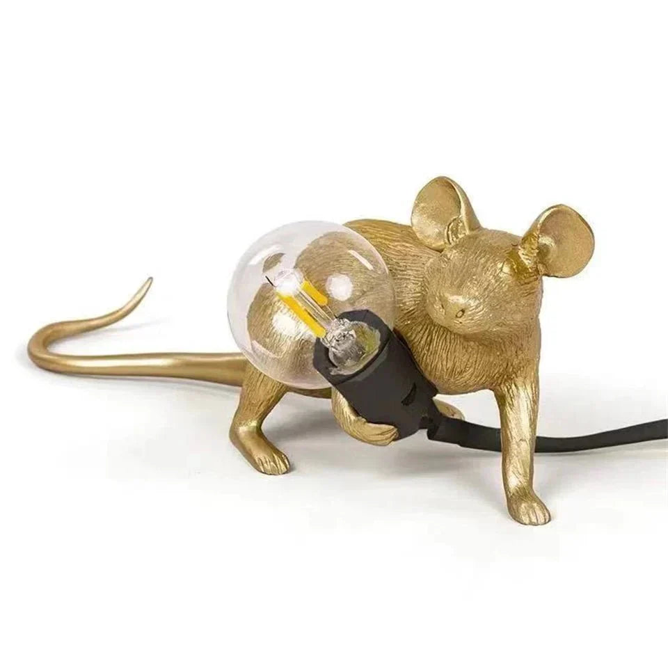 Mouse Table Lamp - Creative LED Decorative Lighting - White Sitting Mouse / Button Switch