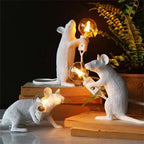 Mouse Table Lamp - Creative LED Decorative Lighting - Gold Sitting Mouse / Button Switch