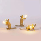 Mouse Table Lamp - Creative LED Decorative Lighting - White Lying Mouse / Button Switch