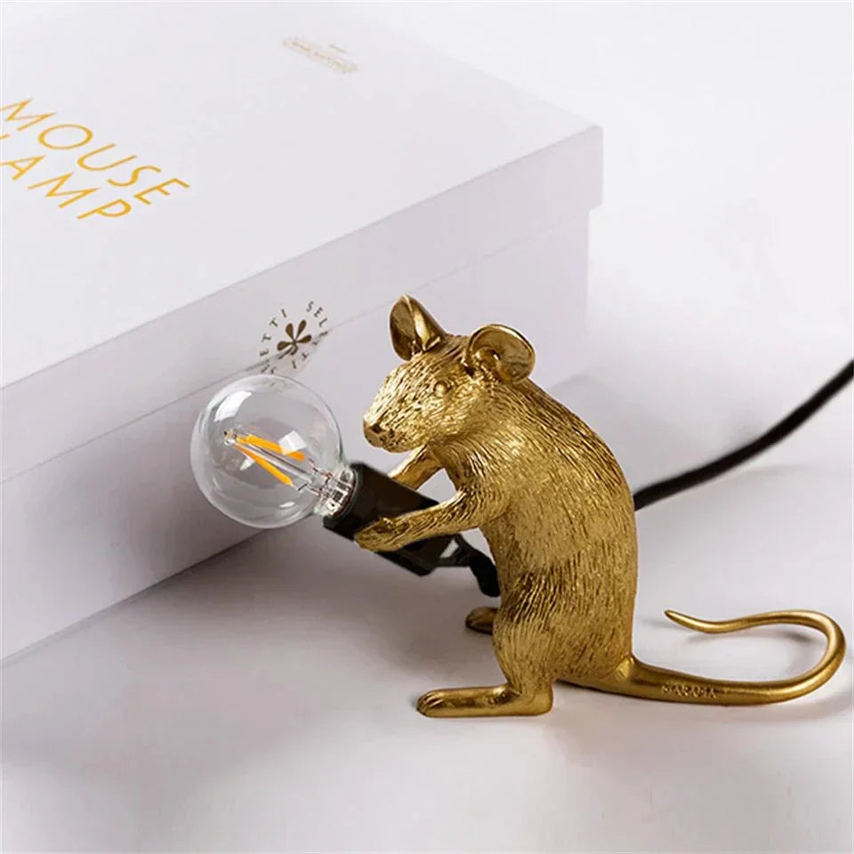 Mouse Table Lamp - Creative LED Decorative Lighting - White Standing Mouse / Button Switch