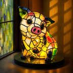 Tiffany-Style Stained Glass Animal Table Lamp - Mosaic Design