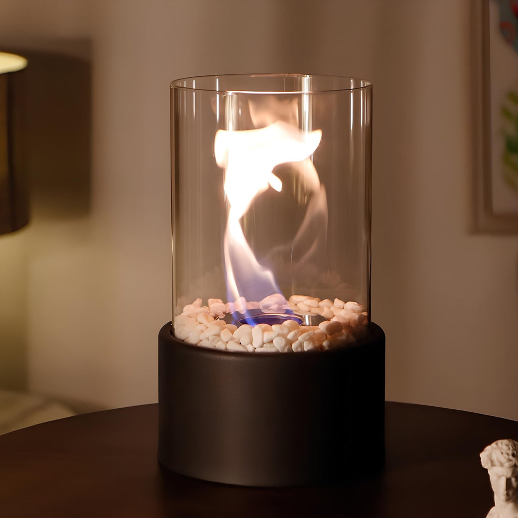 Everlasting Flame Oil Lamp - Glass Cylinder with Classic Glow - White / Medium
