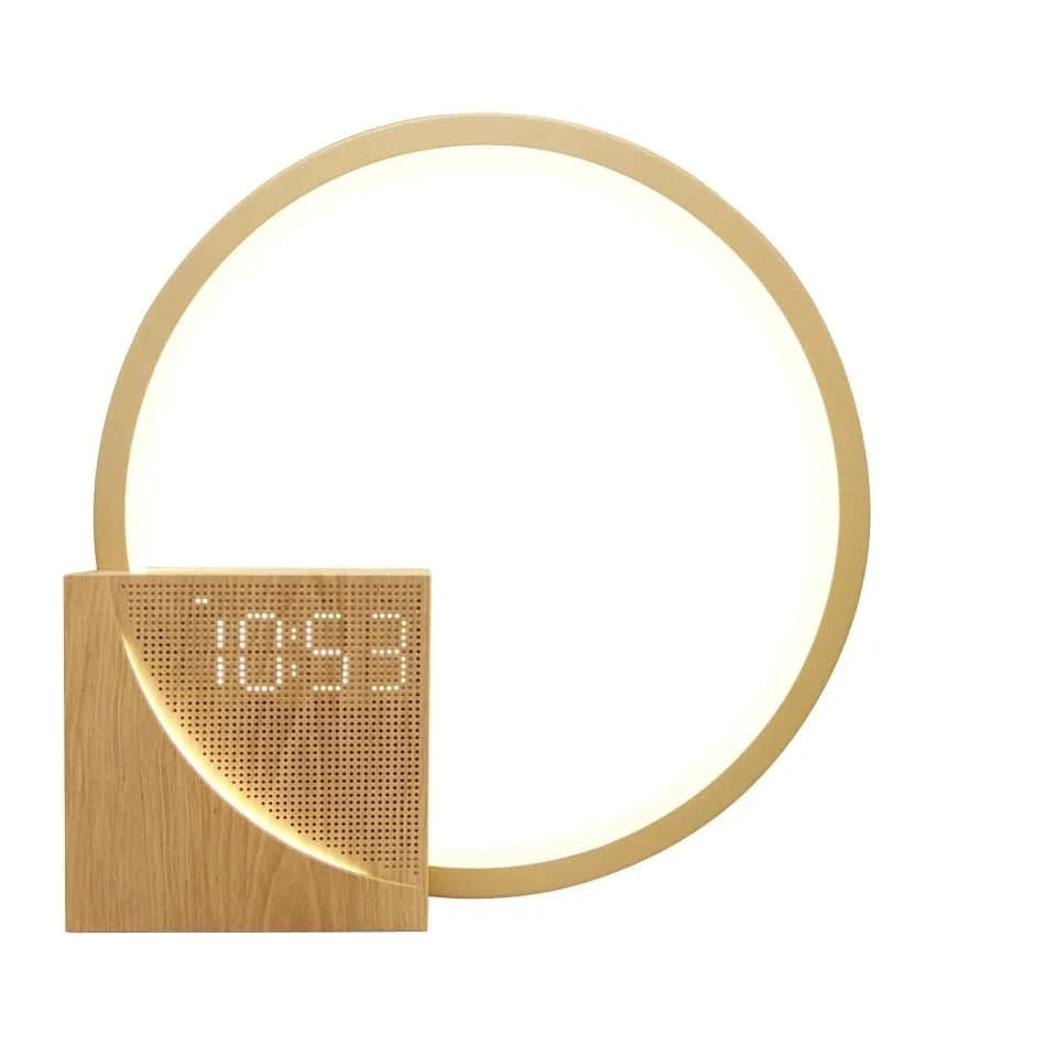 Bedside Table Lamp with Alarm Clock, USB Charging & LED Night Light