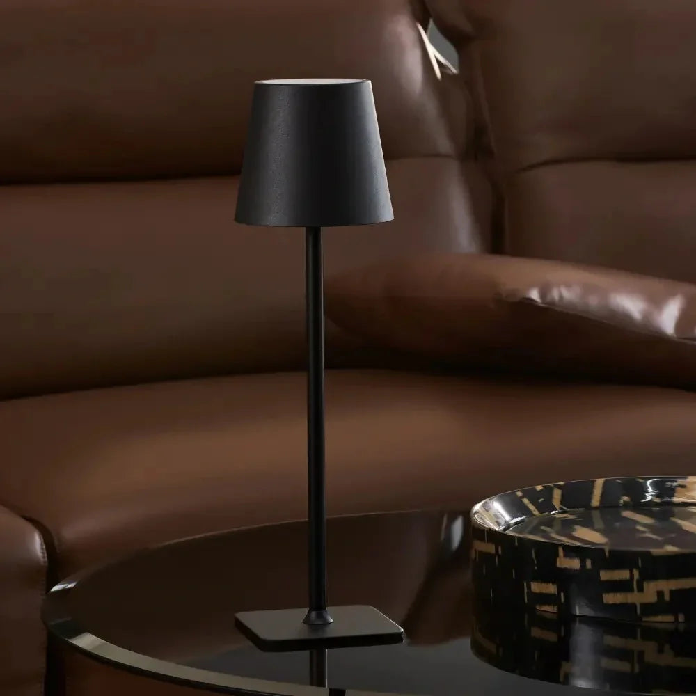 Tall Dimmable Table Lamp - Touch-Control Rechargeable LED - Silver