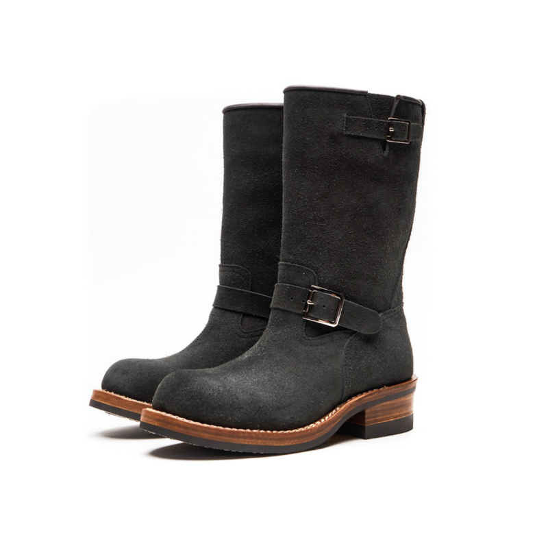 Men's Suede Engineer Boots 601 - Black