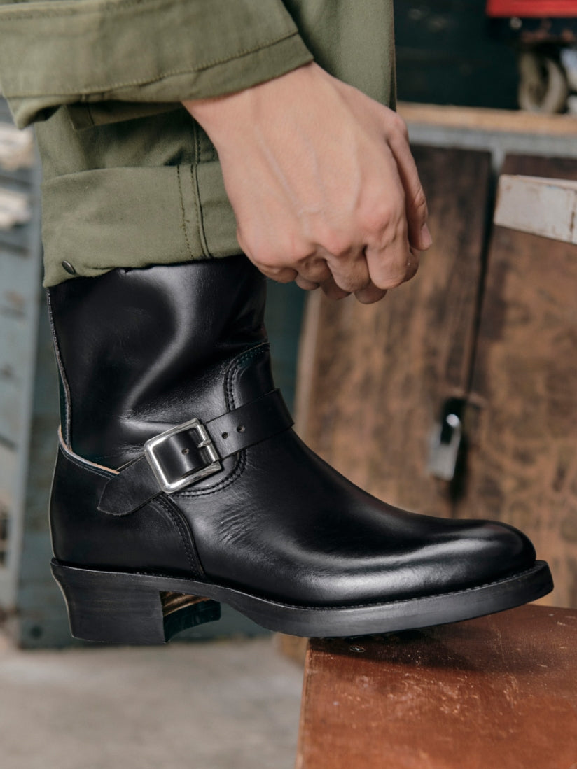 Men's Engineer Boots - Black Teacore Leather