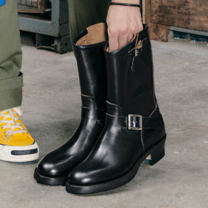 Men's Engineer Boots - Black Teacore Leather