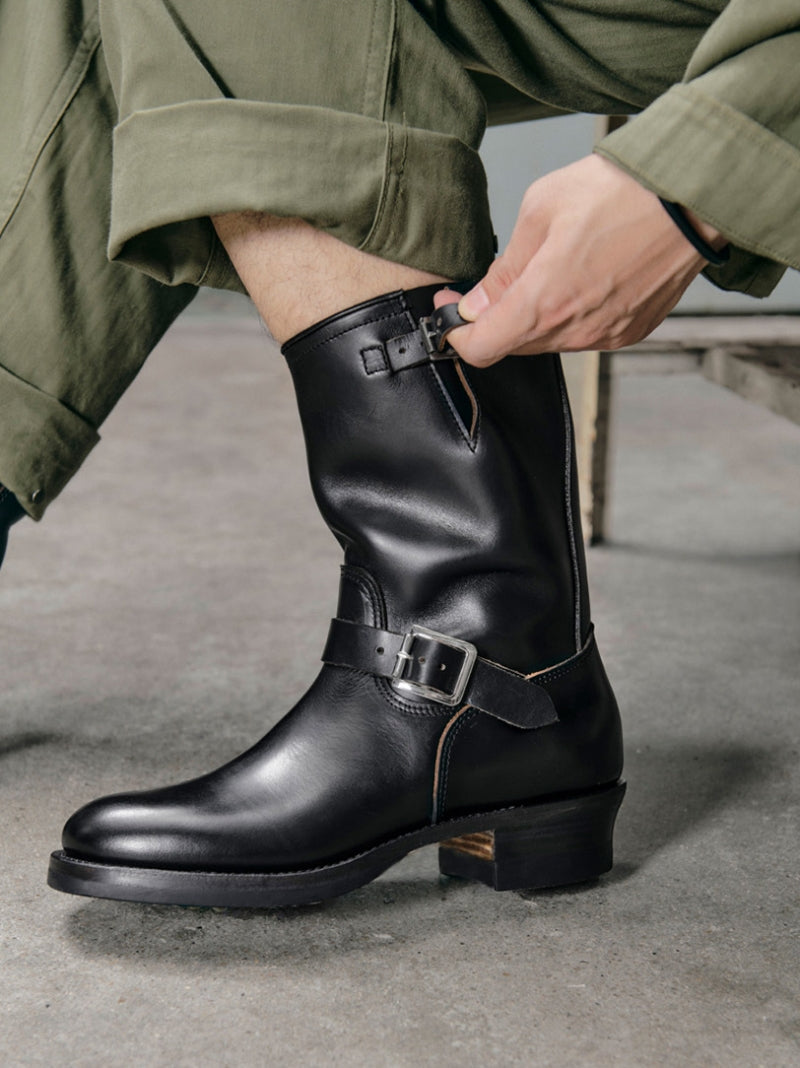 Men's Engineer Boots - Black Teacore Leather