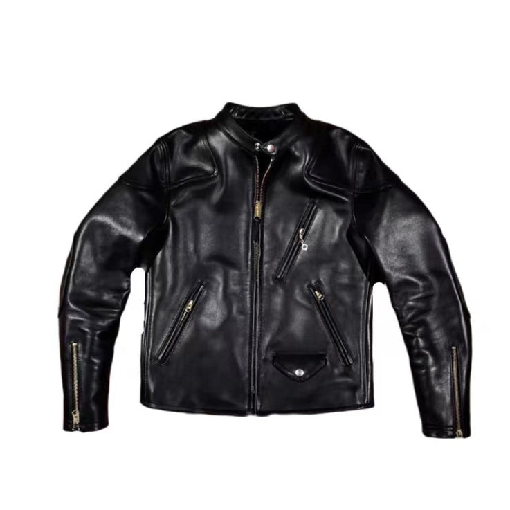Men's Biker Leather Jacket, Horsehide - 1.4mm Teacore