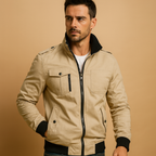Stylish Bomber Jacket with High Collar and Spacious Pockets