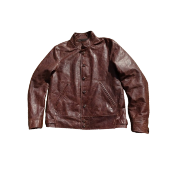 Men's Cossack Leather Jacket - Dark Brown