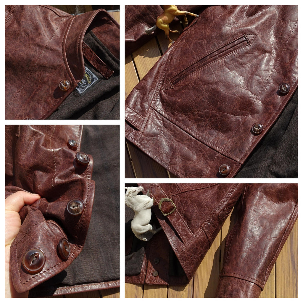 Men's Leather Jacket - Dark Brown