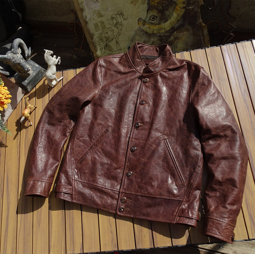 Men's Leather Jacket - Dark Brown