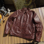 Men's Leather Jacket - Dark Brown