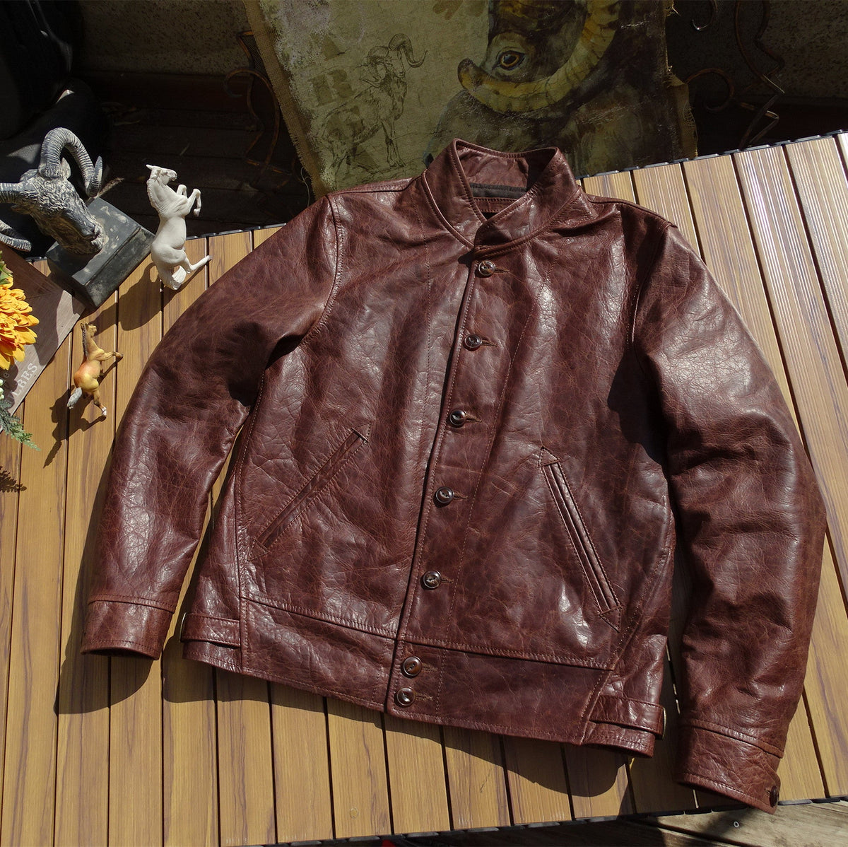 Men's Leather Jacket - Dark Brown
