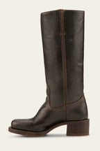 Women's Mid Calf Boots with Block Heel and Stitch Detail - Leather