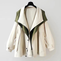 Women's Trench Coat with Hood and Drawstring Waist