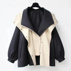 Women's Trench Coat with Hood and Drawstring Waist