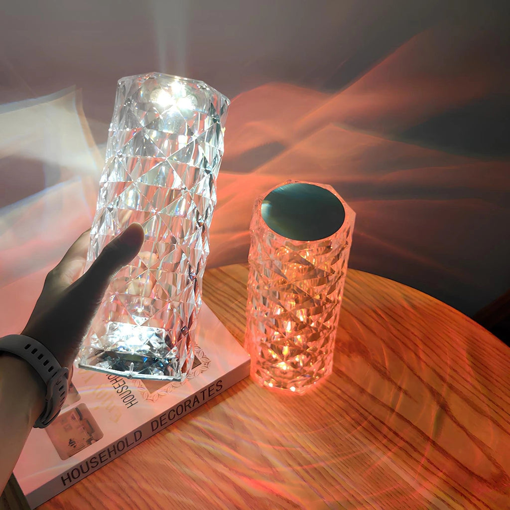 Cordless Crystal Table Lamp - Rechargeable Color-Changing LED