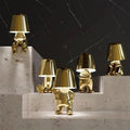 Cordless Figure Table Lamp - Rechargeable USB LED Thinker Design - Gold / Longing
