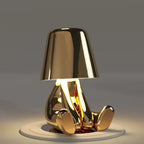 Cordless Figure Table Lamp - Rechargeable USB LED Thinker Design - Silver / Thoughtful