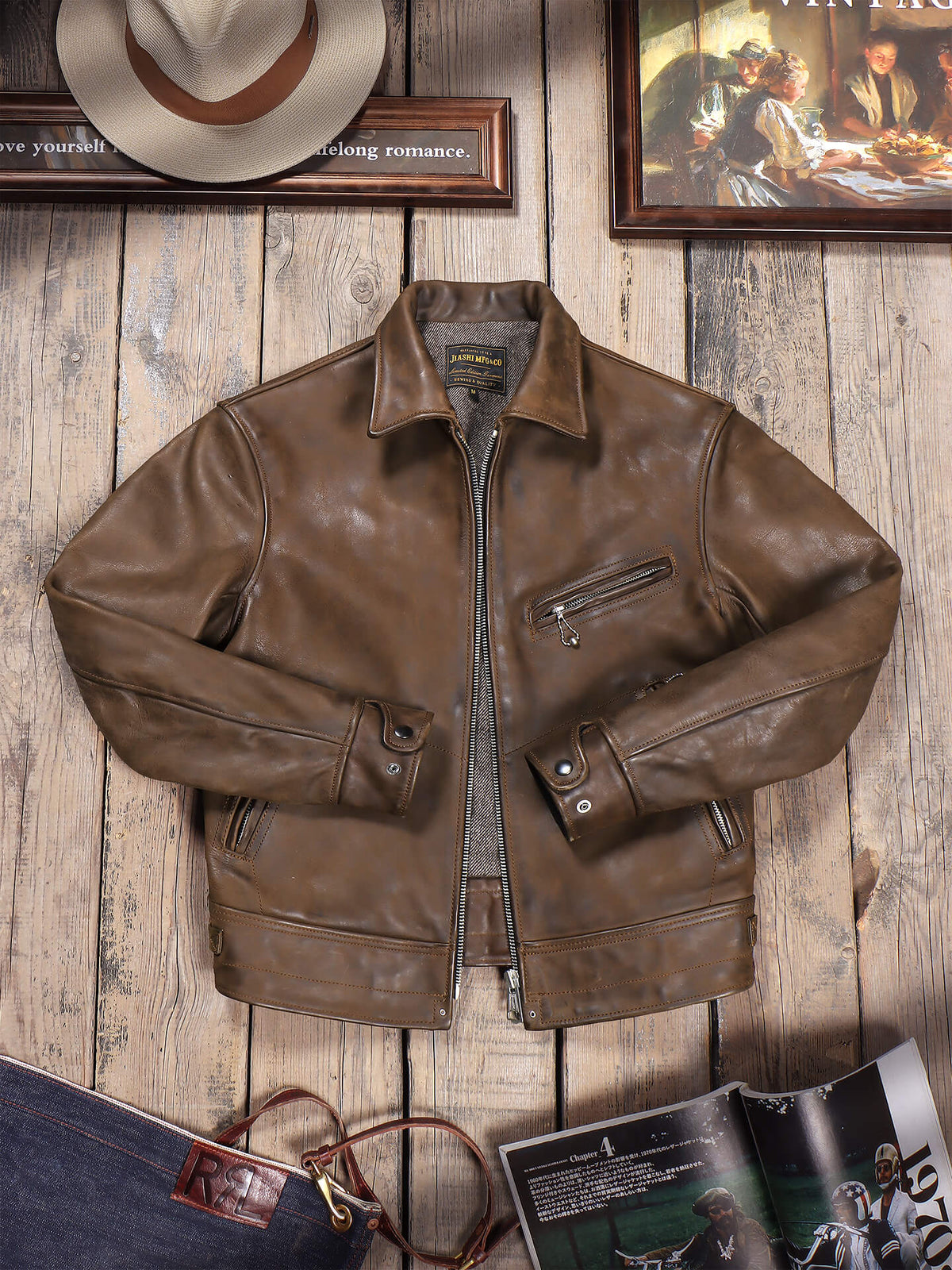 Men's Leather Jacket - Brown