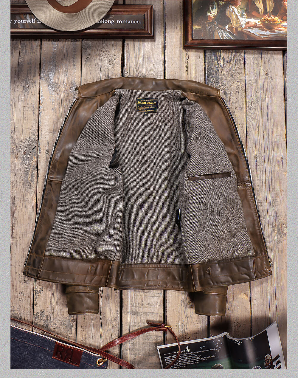 Men's Leather Jacket - Brown
