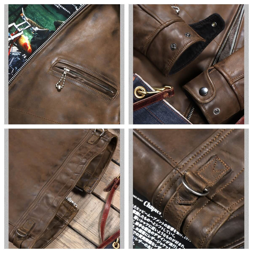 Men's Leather Jacket - Brown