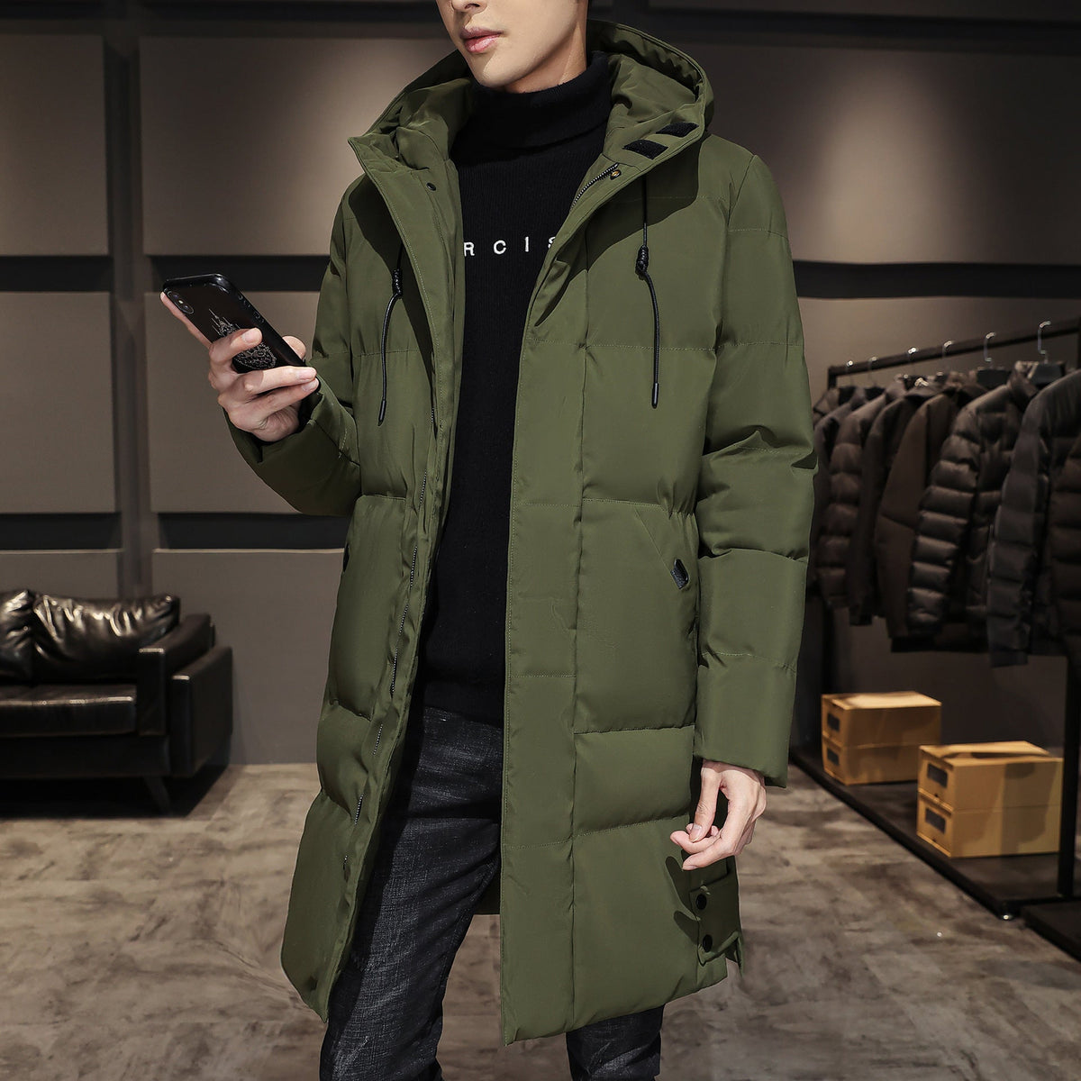 Daan | Men's Warm Padded Hooded Winter Coat with Extended Length