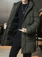 Daan | Men's Longline Hooded Puffer Parka with Warm Padding