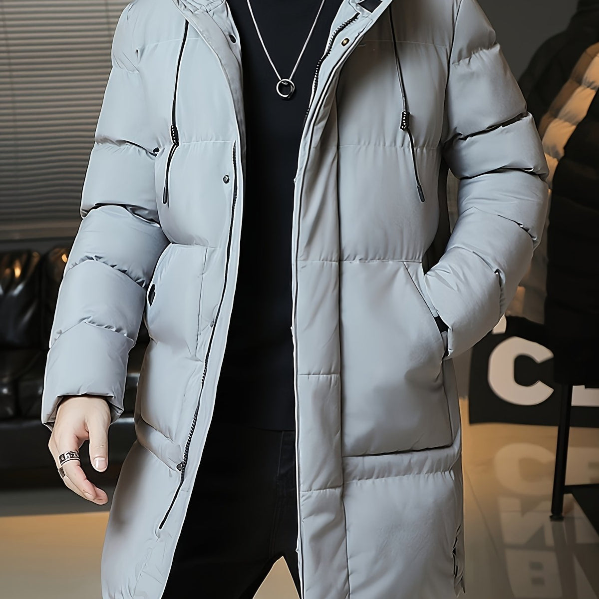 Daan | Men's Longline Hooded Puffer Parka with Warm Padding